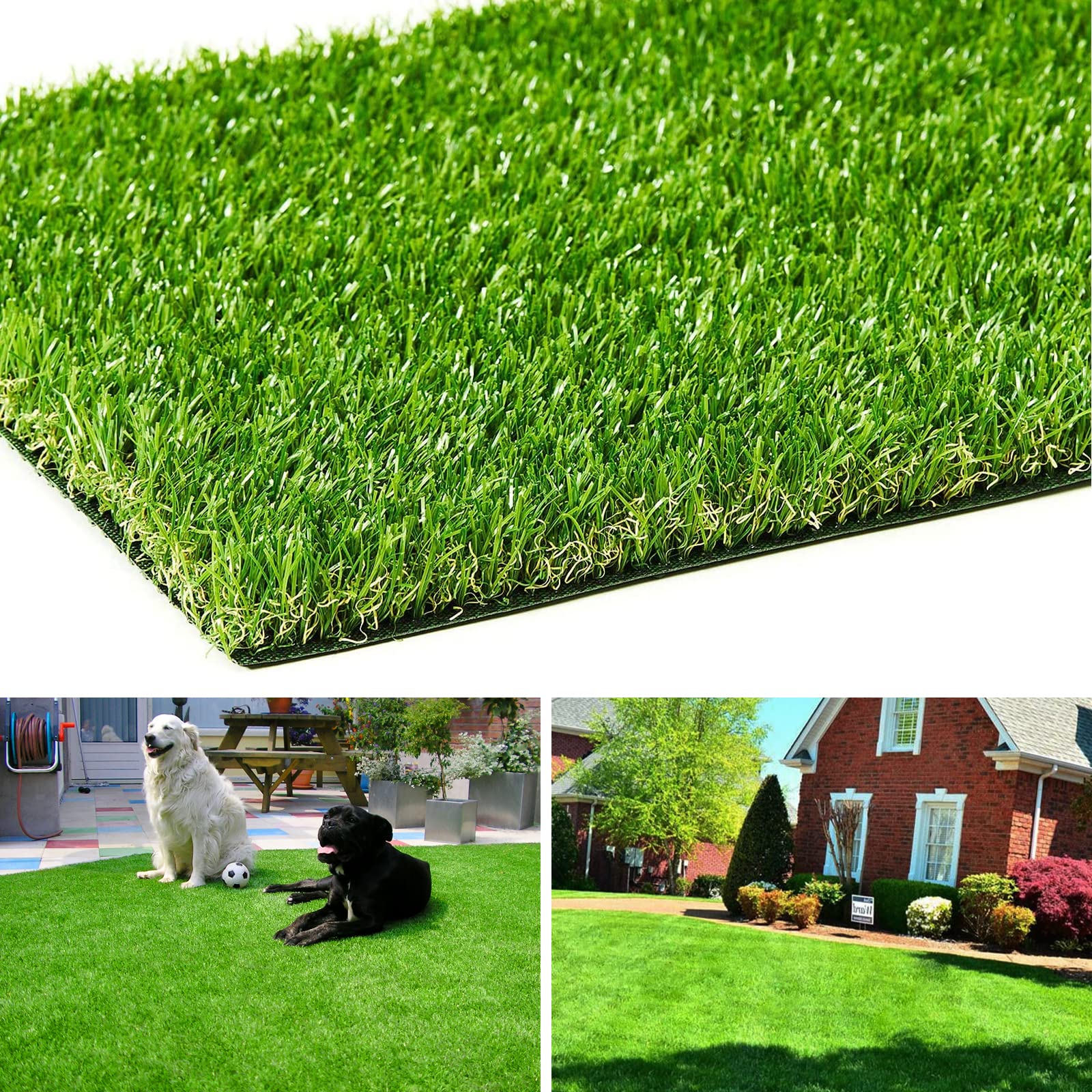 Ayoha Artificial Turf 3' X 10' With Drainage, 1.38 Inch Realistic Fake Grass Rug Indoor Outdoor Lawn Landscape For Garden, Balco