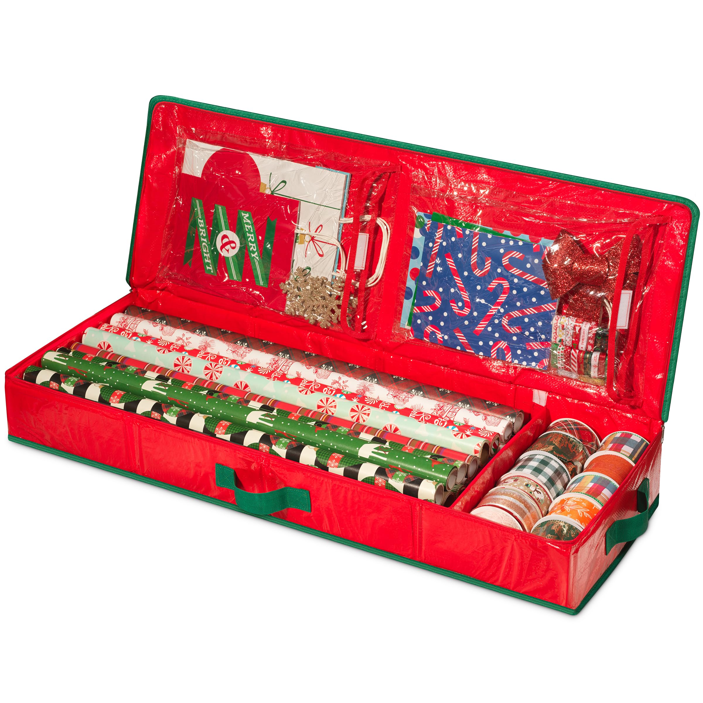 Handy Laundry Gift Wrap Storage Organizer, Easily organize Wrapping Paper, Ribbons, Bows, Scissors, Fits 18-24 Standard Rolls, K