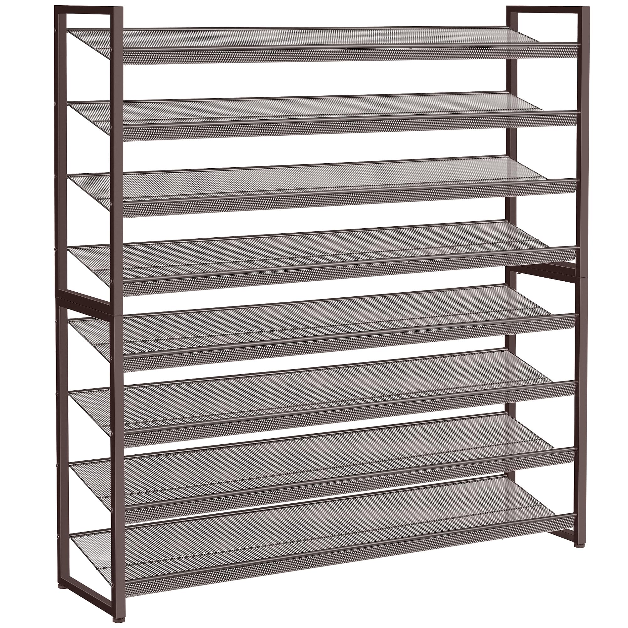 Nunsino Shoe Rack, Long Shoe Organizer,Max Holds 50 Pairs,8 Tier Metal Shoe Storage Shelf,4-Tier Stackable Shoes Organizer for G