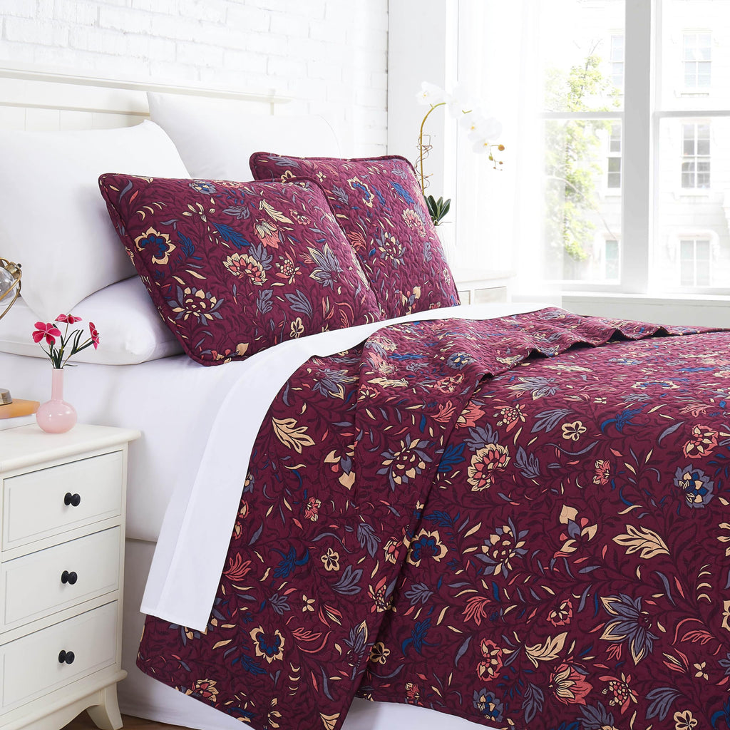 Southshore Fine Living, Inc. Oversized Queen Quilt Bedding Set, 3-Piece, Quilt Full Size/Queen Size With 2 Shams, Floral Quilt F