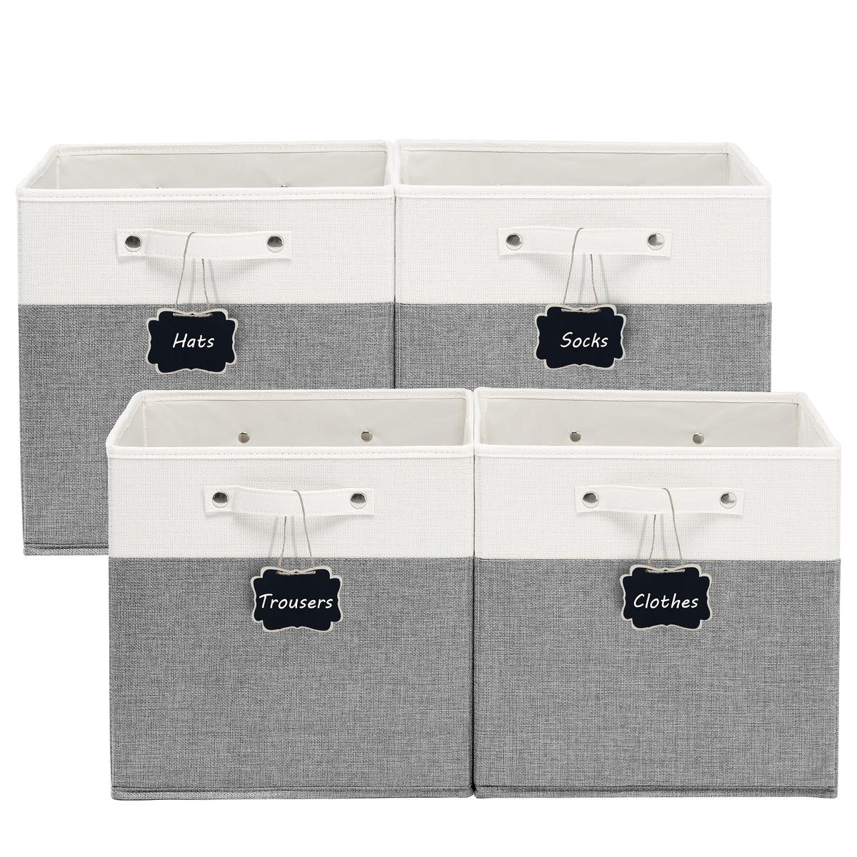 FinishingBo 13 inch Cube Storage Bins with Handles 4 Pack