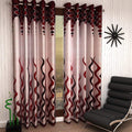 Kiara Creations Modern Wave Printed Panel Curtains for Door 7 Feet (Pack of 2) Maroon