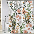 BIVINAR Extra Long Green Boho Floral Shower Curtain 72 x 84 Inch, Flower Leaves Boho Chic Bathroom Curtain, Waterproof Fabric Pl