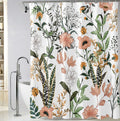 BIVINAR Green Boho Floral Shower Curtain 60 x 72 Inch, Flower Leaves Boho Chic Bathroom Curtain, Waterproof Fabric Plant Bathroo