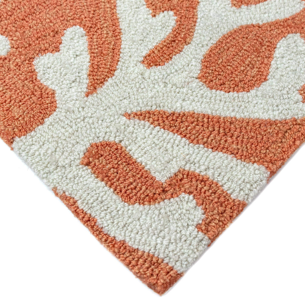 Liora Manne Capri Coastal Indoor/Outdoor Rug, 8' Round, Coral Border Orange