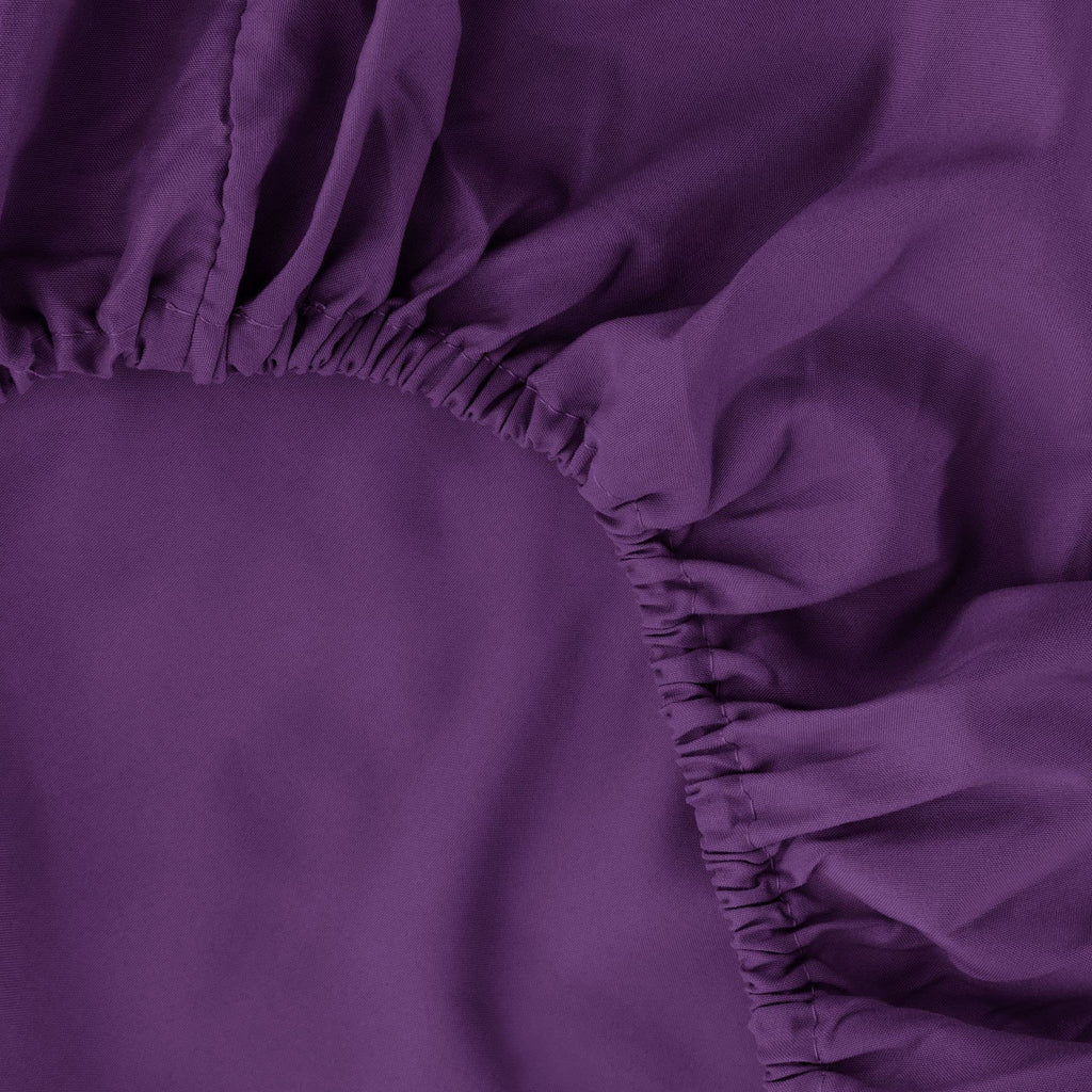 Ghooss Fitted Sheet Queen Size,Soft Microfiber Purple Fitted Bottom Sheet Only Deep Pocket Up To 14 Inch,1 Pack,Purple,Queen