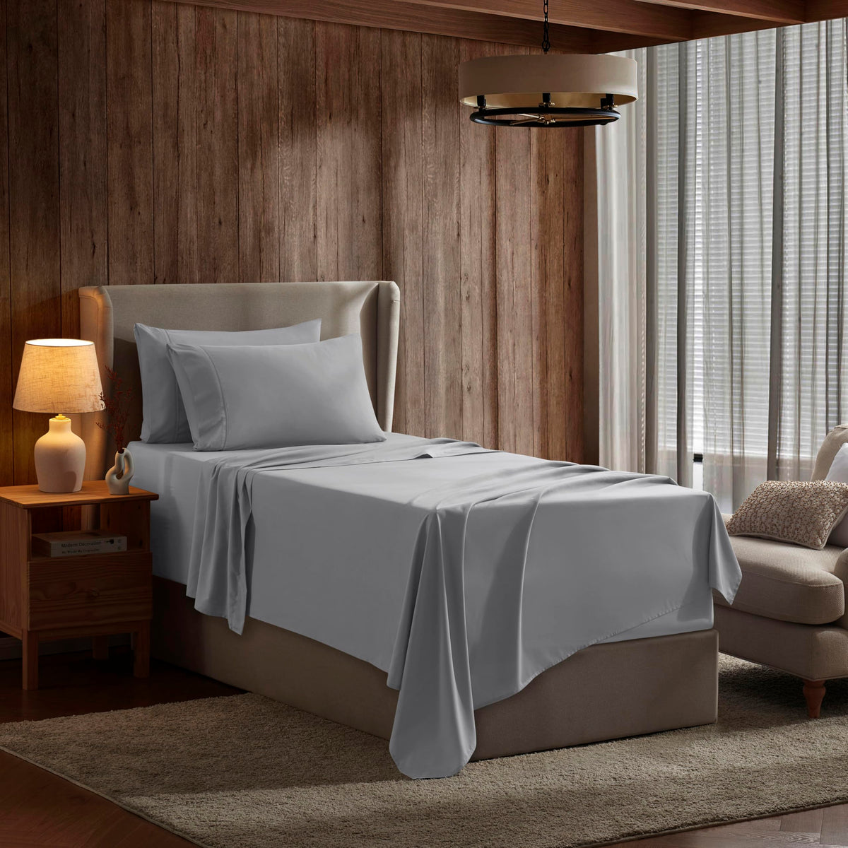 Nestl Twin Xl Sheets Set- 3 Piece Twin Xl Bed Sheets, Deep Pocket, Hotel Luxury, Extra Soft, Breathable And Cooling, Grey Sheets