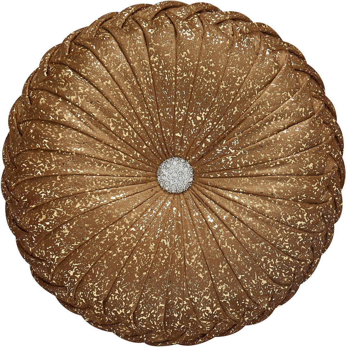 Eucior Round Throw Pillows,Brown Throw Pillows,Gold And Brown Decorative Pillow,Pumpkin Pleated Handmade Brown Round Velvet Deco