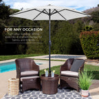 Best Choice Products 7.5Ft Heavy-Duty Round Outdoor Market Table Patio Umbrella W/Steel Pole, Push Button Tilt, Easy Crank Lift - Fog Gray