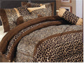 Grandlinen 7 Piece Brown (Double) Full Size Safari Bed In A Bag Animal Print Zebra, Giraffe Comforter Set Microfur Bedding. Perf