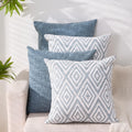 Hpuk Decorative Throw Pillow Covers Set Of 4 Square Couch Pillows Linen Cushion Cover For Couch Sofa Living Room, 18'X18' Inches, Blue