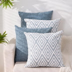 Hpuk Decorative Throw Pillow Covers Set Of 4 Square Couch Pillows Linen Cushion Cover For Couch Sofa Living Room, 18'X18' Inches, Blue