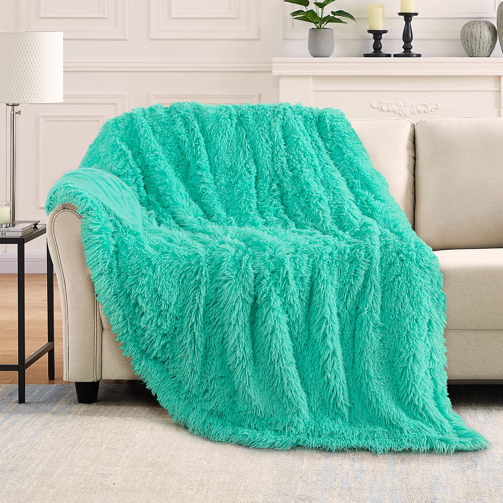 Toonow Extra Soft Fuzzy Faux Fur Blanket Twin Size 70''X78'', Reversible Lightweight Plush Fuzzy Cozy Soft Blankets And Throws F
