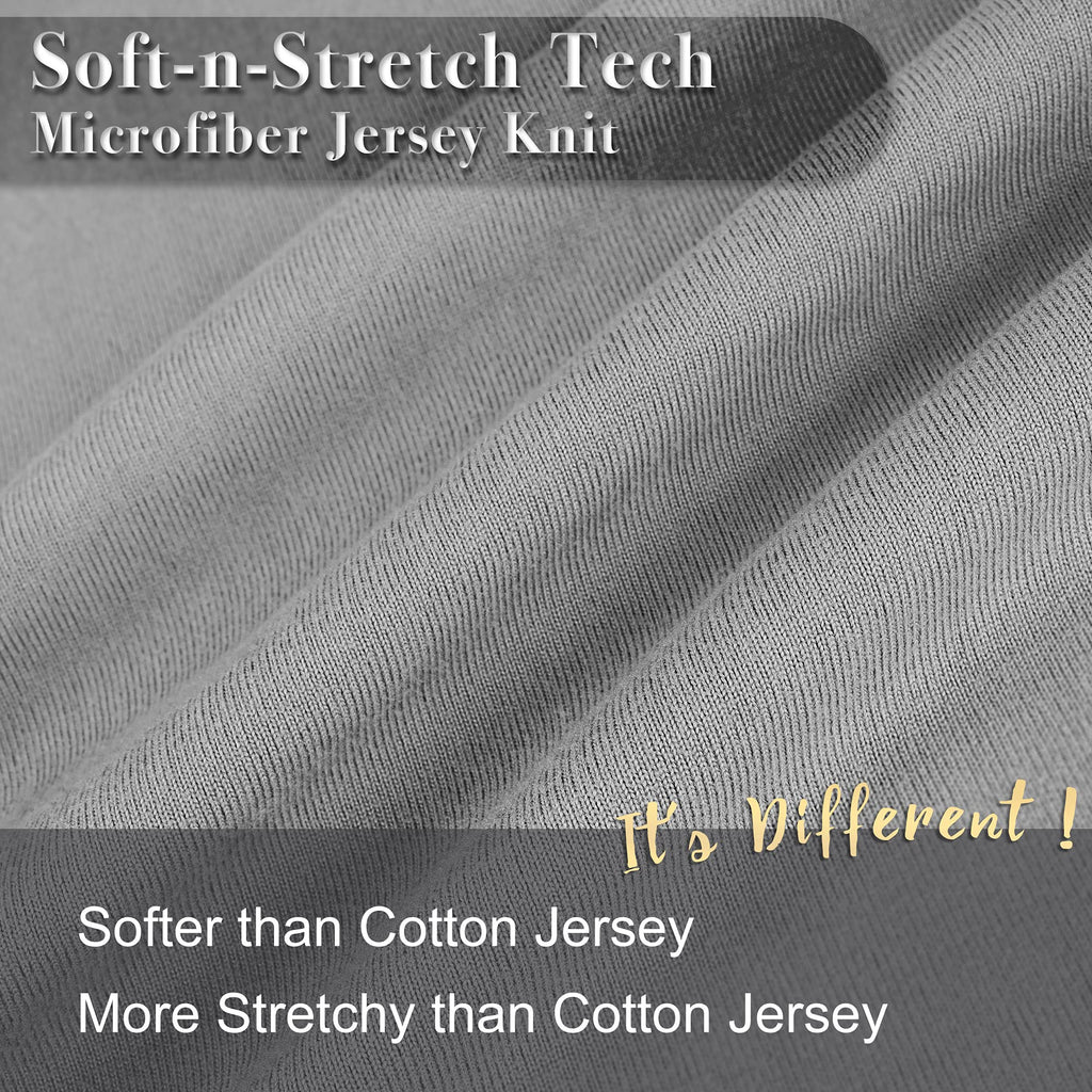 Jersey Knit Pillow Cases Standard/Queen Set Of 2 - Grey Pillowcases With Ultra Soft T-Shirt Like Microfiber Blend - Envelope Clo