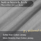 Jersey Knit Pillow Cases Standard/Queen Set Of 2 - Grey Pillowcases With Ultra Soft T-Shirt Like Microfiber Blend - Envelope Clo