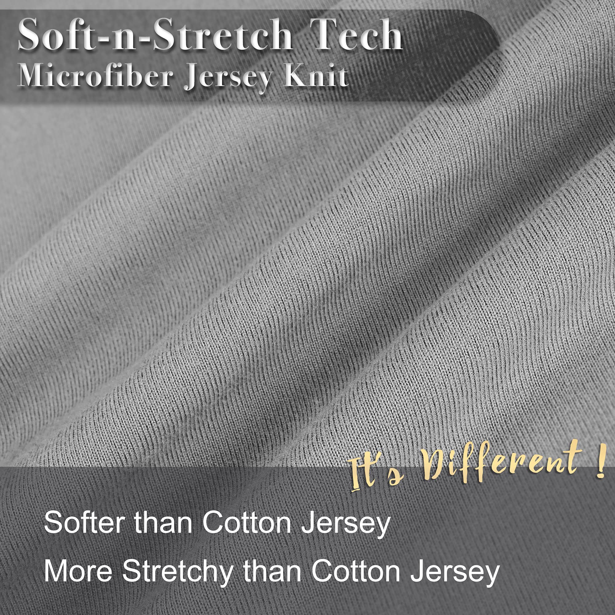 Jersey Knit Pillow Cases Standard/Queen Set Of 2 - Grey Pillowcases With Ultra Soft T-Shirt Like Microfiber Blend - Envelope Clo