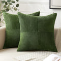 Anroduo Pack Of 2 Forest Green Spring Pillow Covers 18X18 Inch Boho Decorative Spliced Throw Pillow Covers Soft Couch Pillowcase