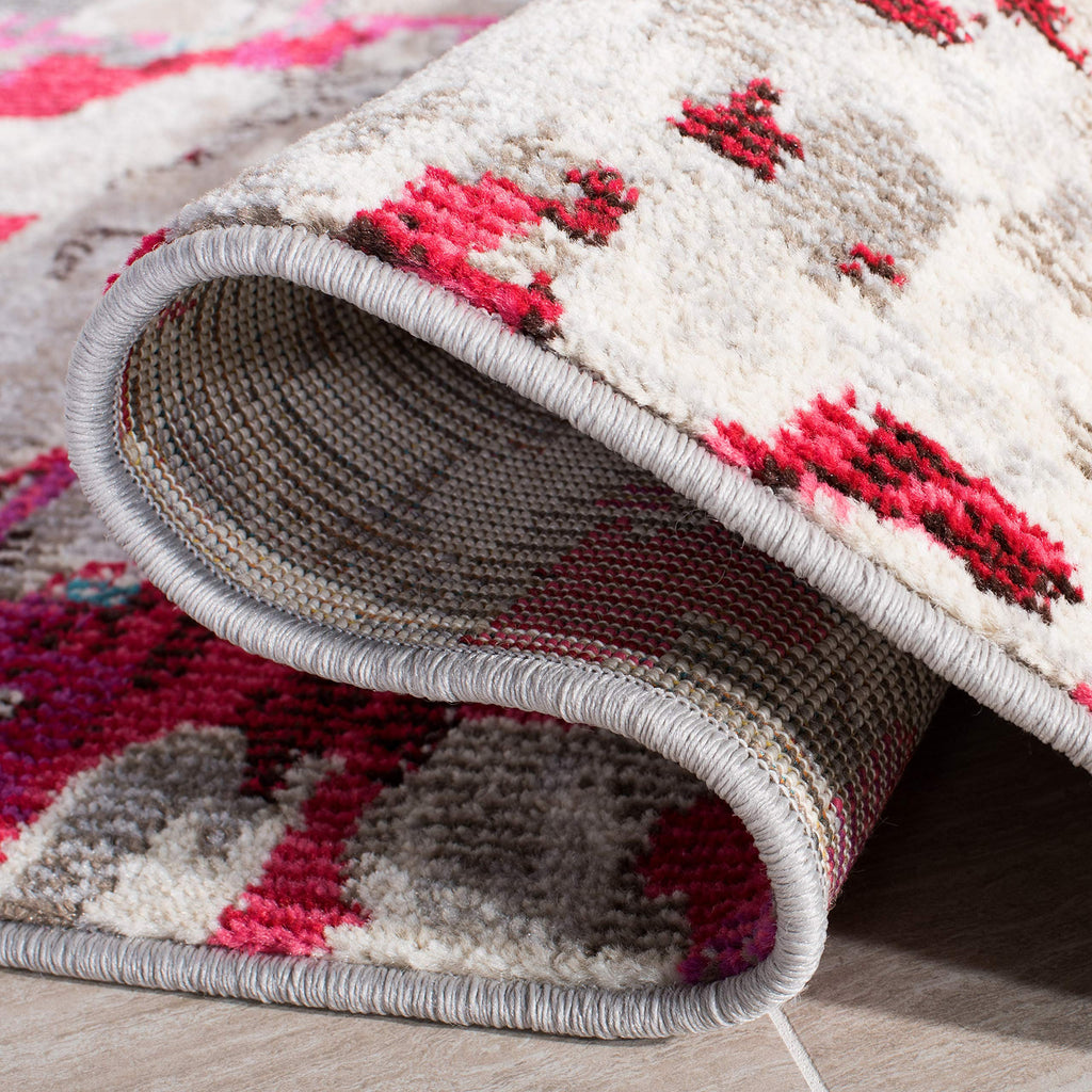 Safavieh Madison Collection Runner Rug - 2'2'' X 16', Grey & Red, Boho Abstract Distressed Design, Non-Shedding & Easy Care, Ide