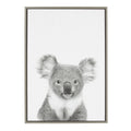 Kate and Laurel Sylvie Koala Animal Print Black and White Portrait Framed Canvas Wall Art by Simon Te Tai, 23x33 Gray