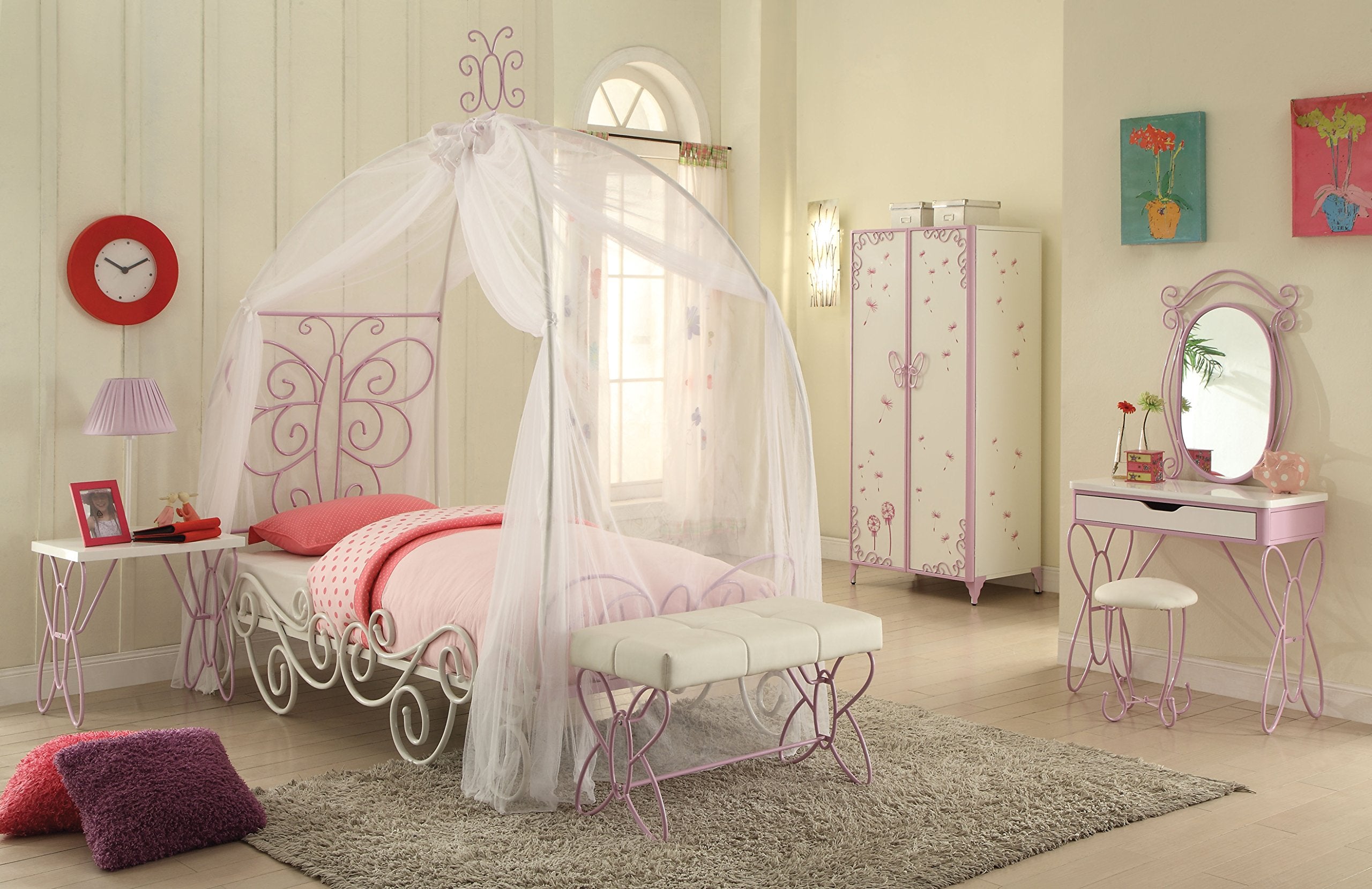 Acme Priya Ii 2-Door Metal Frame Kids Wardrobe Armoire In White