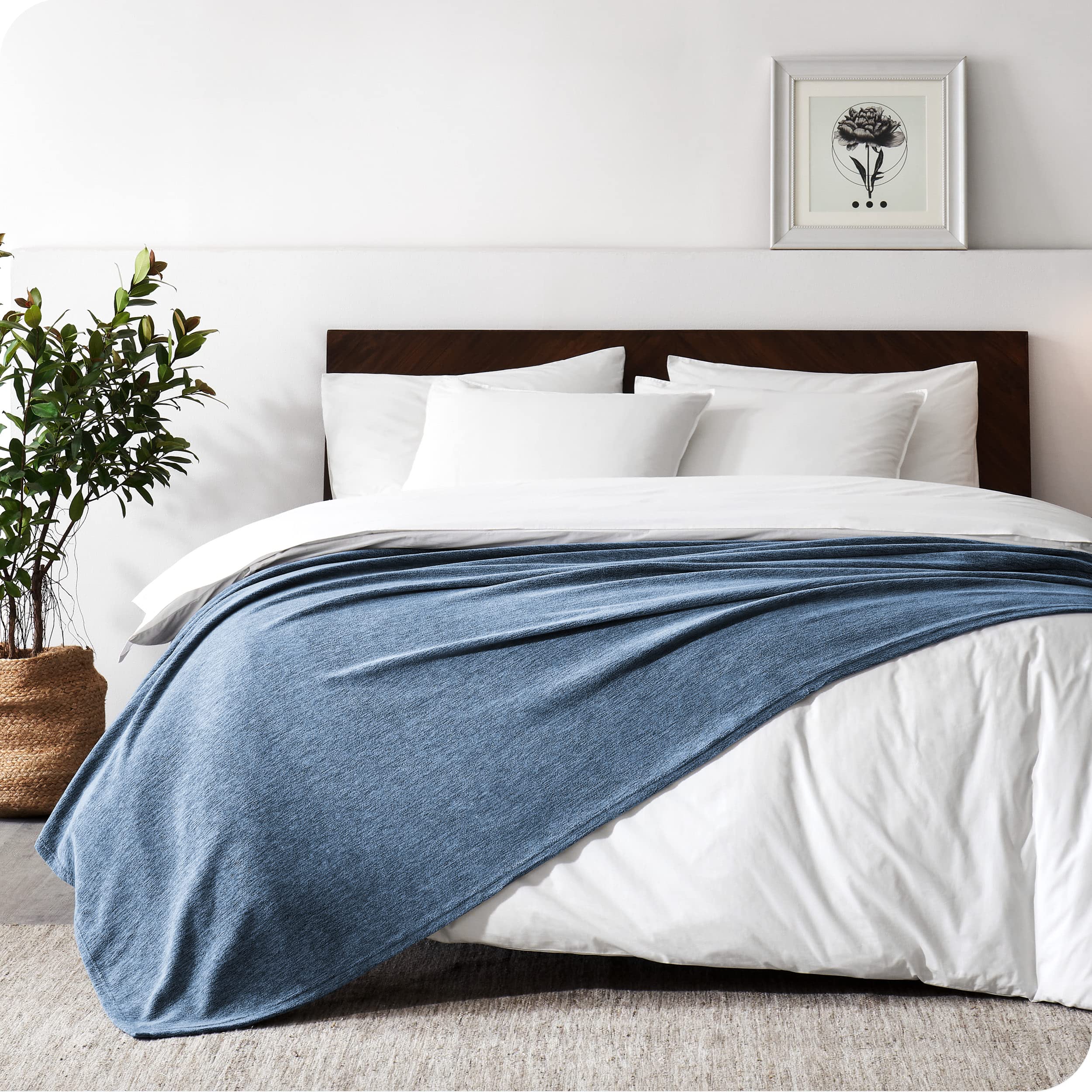 Bare Home Polar Fleece Blanket - Twin/Twin Xl Blanket - Heathered Dark Blue - Warm & Cozy - Premium Fleece - Blanket For Bed, Ca