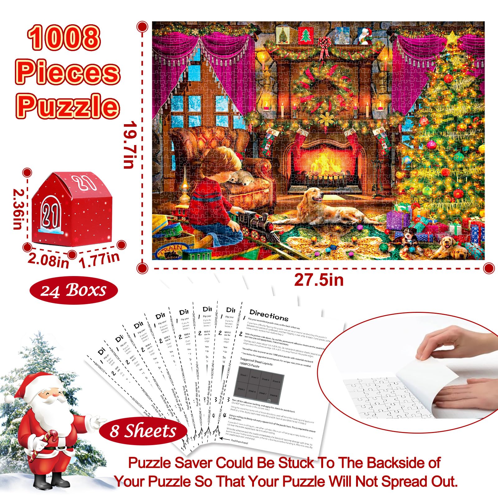 Advent Calendar 2023 Christmas Jigsaw Puzzles-Christmas Surprise Countdown Calendars For Adult And Kids,24 Parts 1008 Pieces Hol