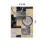 Rugshop Contemporary Abstract Circle Design Soft Area Rug 3'3'' X 5' Yellow