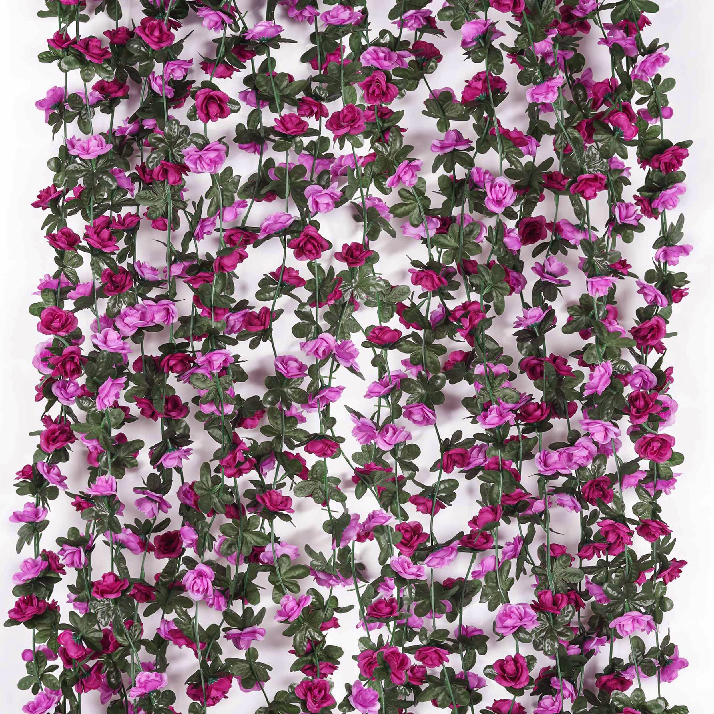 Miracliy 9 pcs 73.8 FT Flower Garland Fake Rose Vine Artificial Flower Hanging Rose Ivy Home Hotel Office Wedding Party Garden C