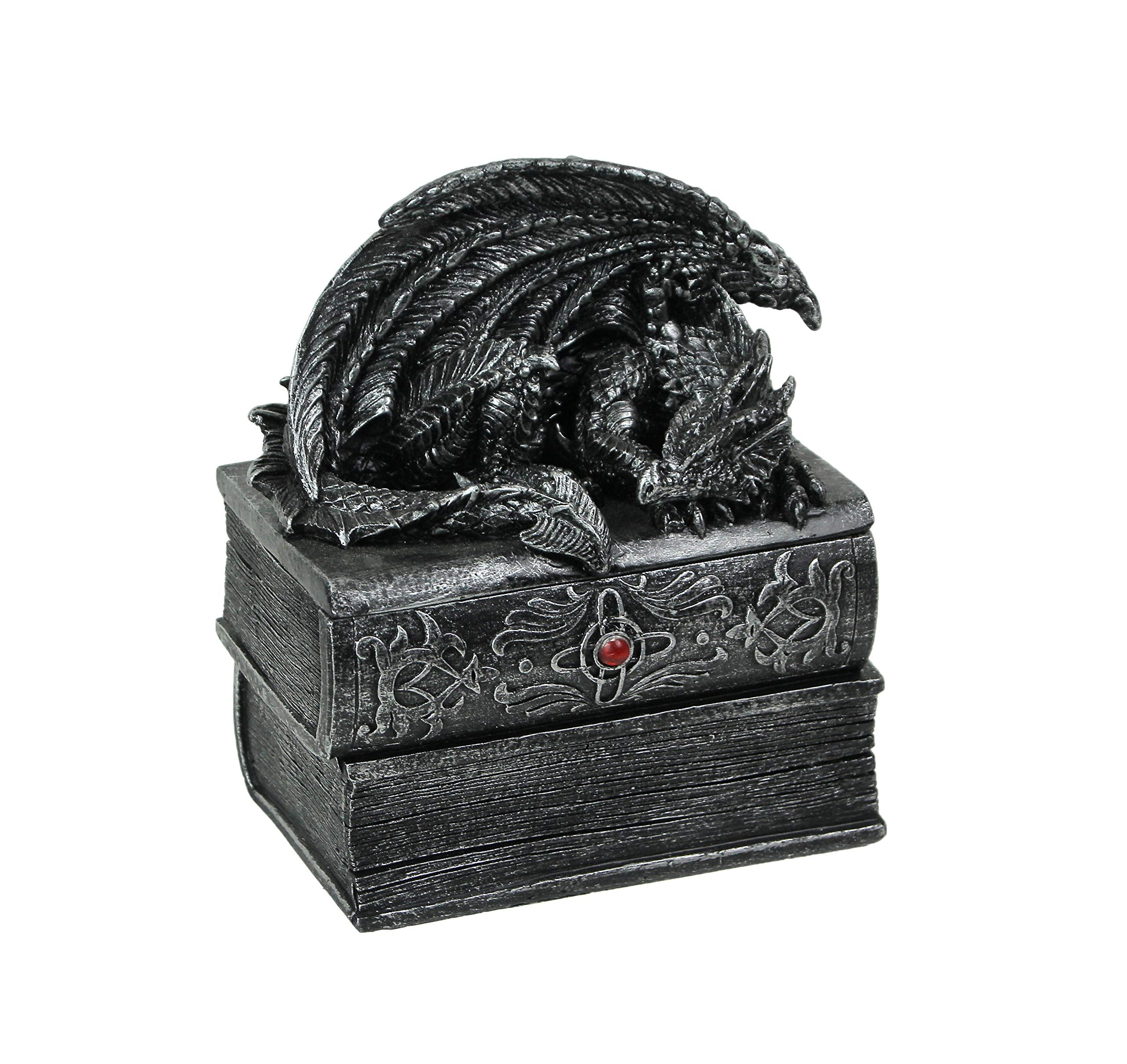 DWK Do not Disturb Sleeping Dragon Pewter Decorative Stash Box Jewelry Holder  Dragon Decor for your Home Office and Bookshelf  
