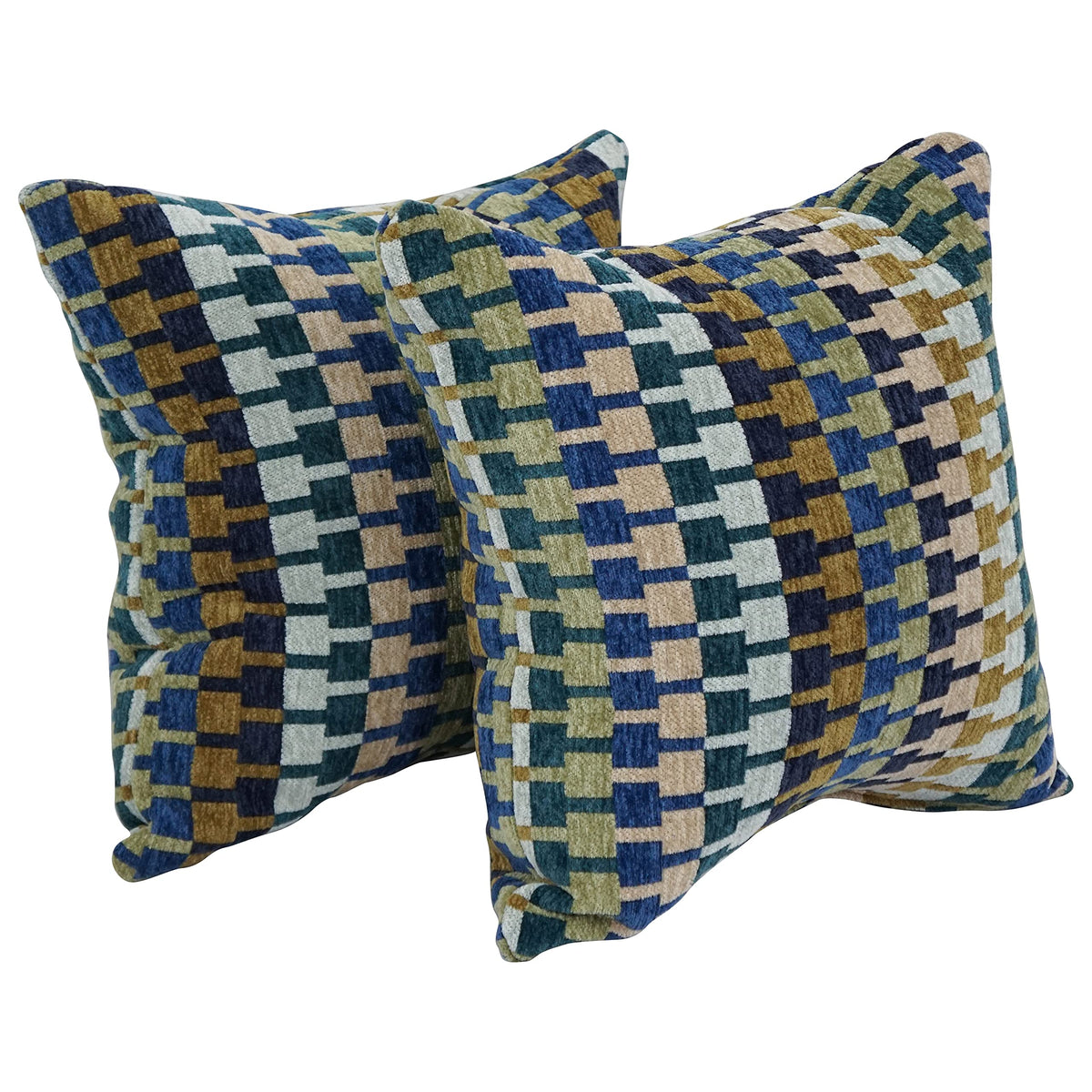 Blazing Needles Square Polyester Jacquard Throw Pillows, 17&quot;, Legion Aegean 2 Count