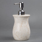 Creative Home Natural Champagne Marble Vase Collection Liquid Soap Lotion Dispenser With Stainless Steel Pump, Beige, 3.3'' Diam