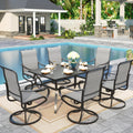 Sophia & William Outdoor Dining Set Patio Dining Set For 6 Outdoor Table And Chairs 7 Pieces Outdoor Patio Set With Swivel Patio Chairs 60'X 38' Metal Table For Garden Pool All Weather Grey