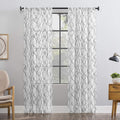 No. 918 Fraction 2-pack Mid-Century Modern Geometric Embroidery Semi-Sheer Rod Pocket Curtain Panel Pair, 50 x 84, Black