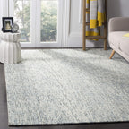 SAFAVIEH Abstract Collection Accent Rug - 4' x 6', Blue & Charcoal, Handmade Wool, Ideal for High Traffic Areas in Entryway, Liv