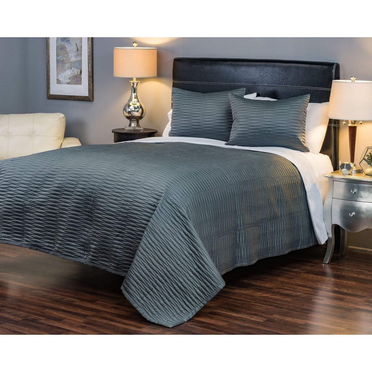 Rizzy Home Parker Quilt Set by Charcoal Queen