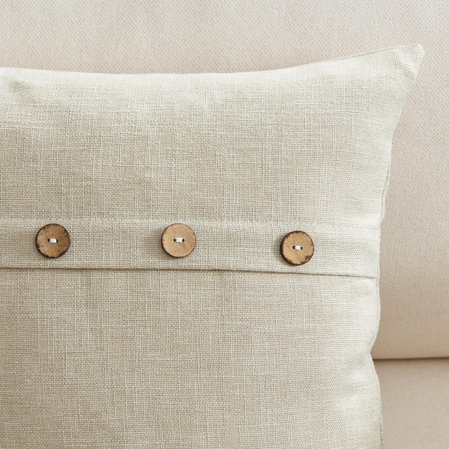 Meekio Set Of 2 Dark Flax Pillow Covers 18 X 18 Inches Farmhouse Pillow Covers With Coconut Buttons For Sofa Couch Living Room Bedroom Farmhouse D?or For The Home