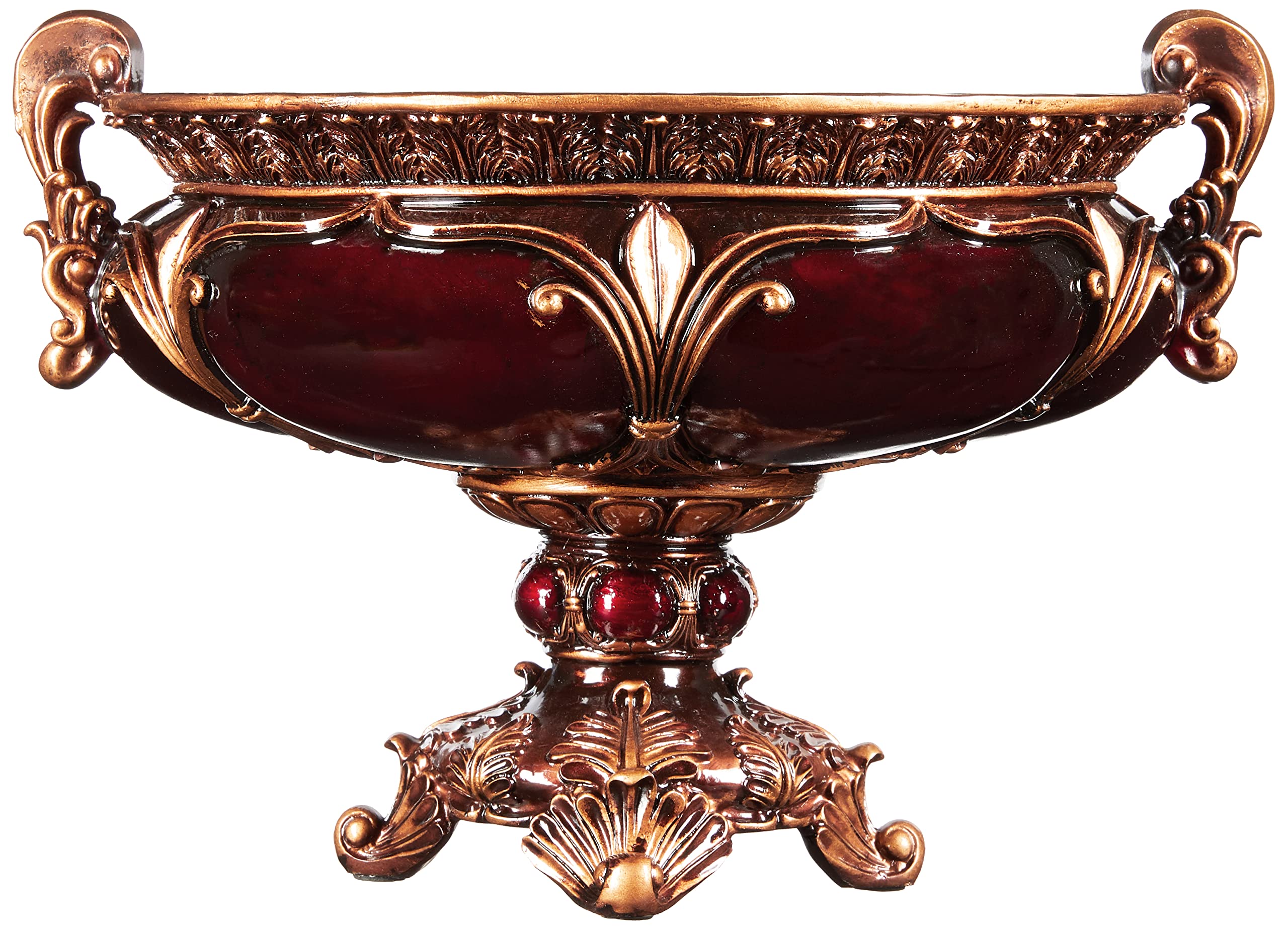 Ok Lighting Ruby Decorative Fruit Bowl, 10.0", Burgundy