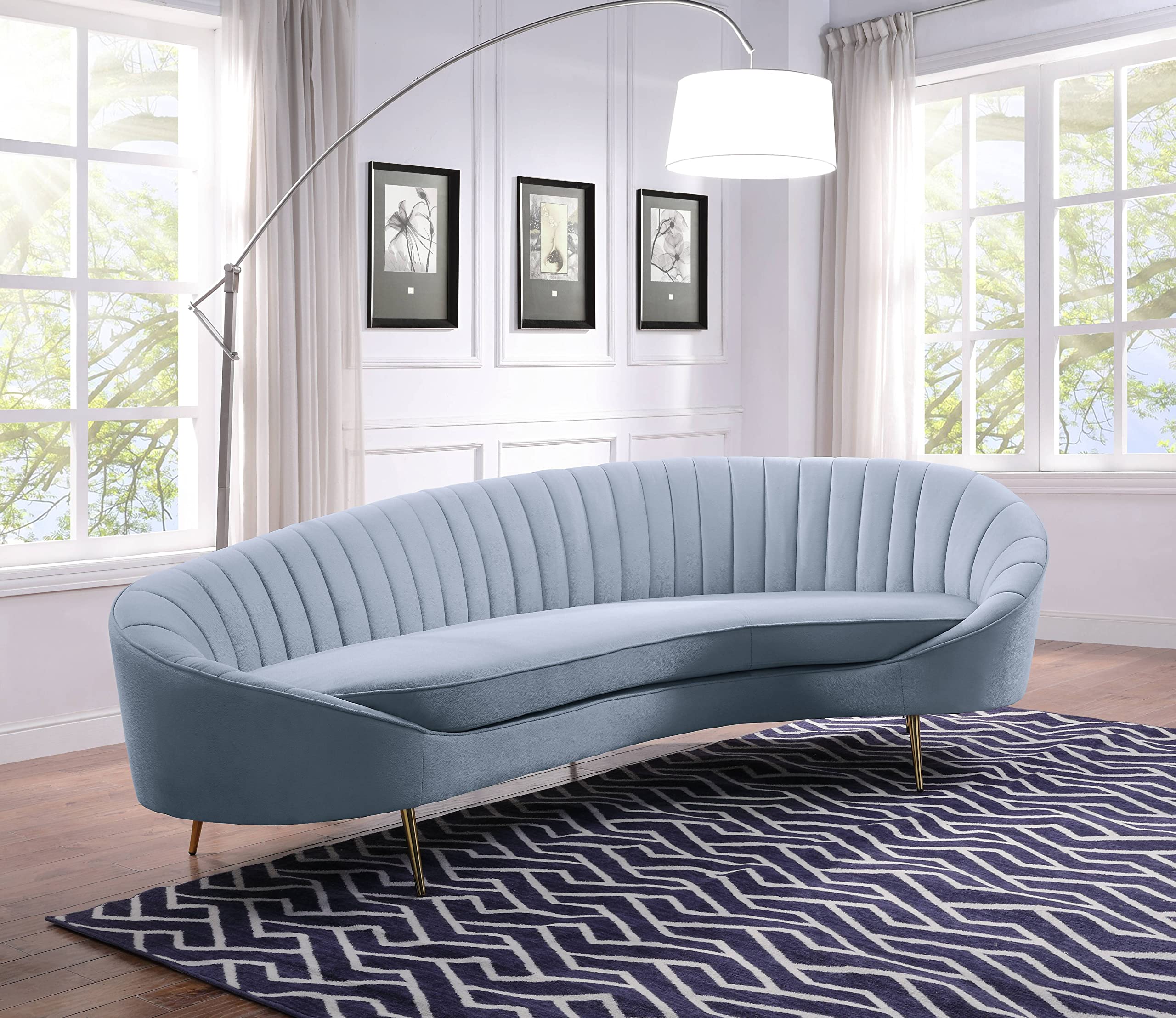Acme Ballard Velvet Upholstered Sofa in Light Gray