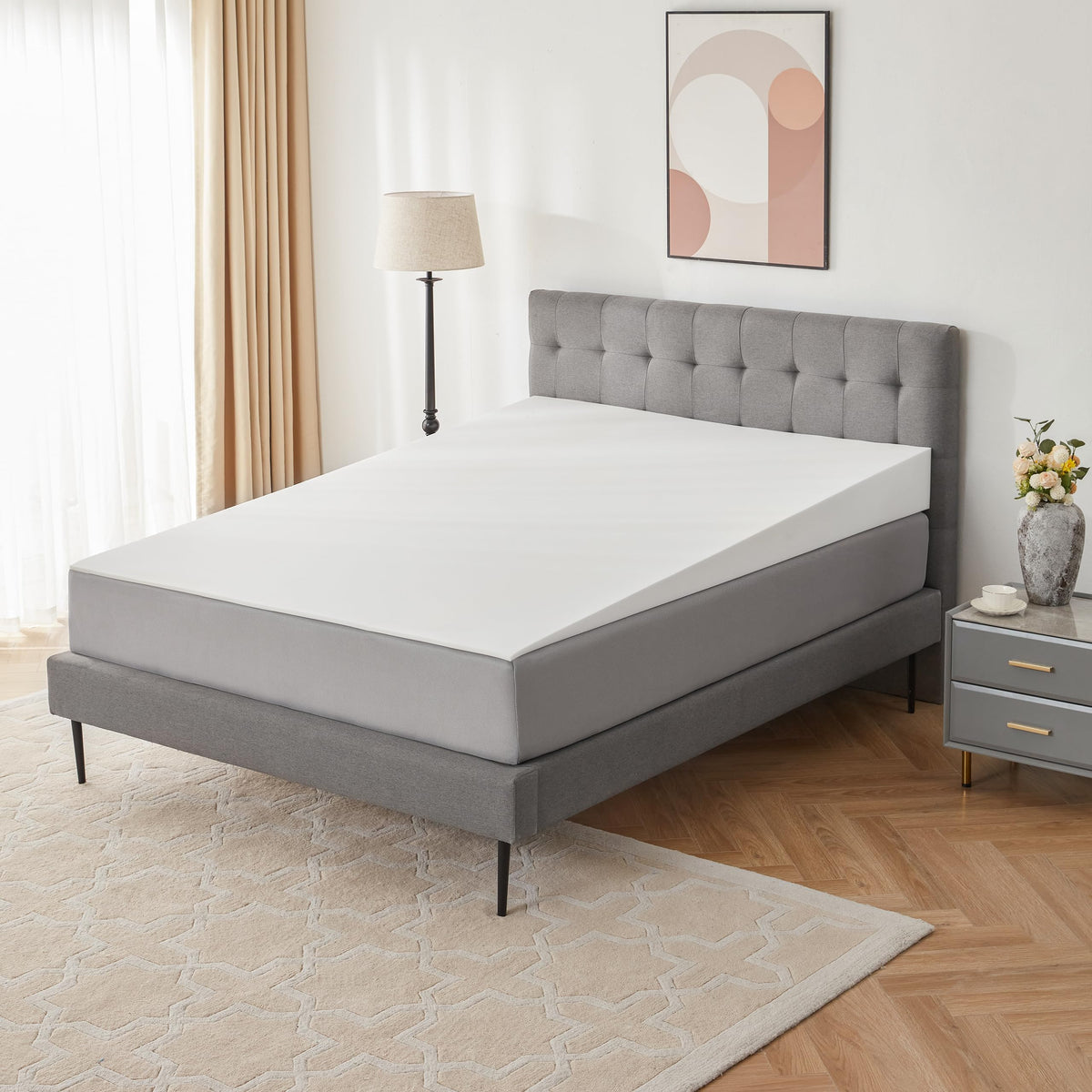 Lazyzizi Mattress Wedge Only, 7-Inch Queen Inclined Bed Wedge Mattress Topper For Acid Reflux, Gerd, Neck & Back Pain, Snoring,
