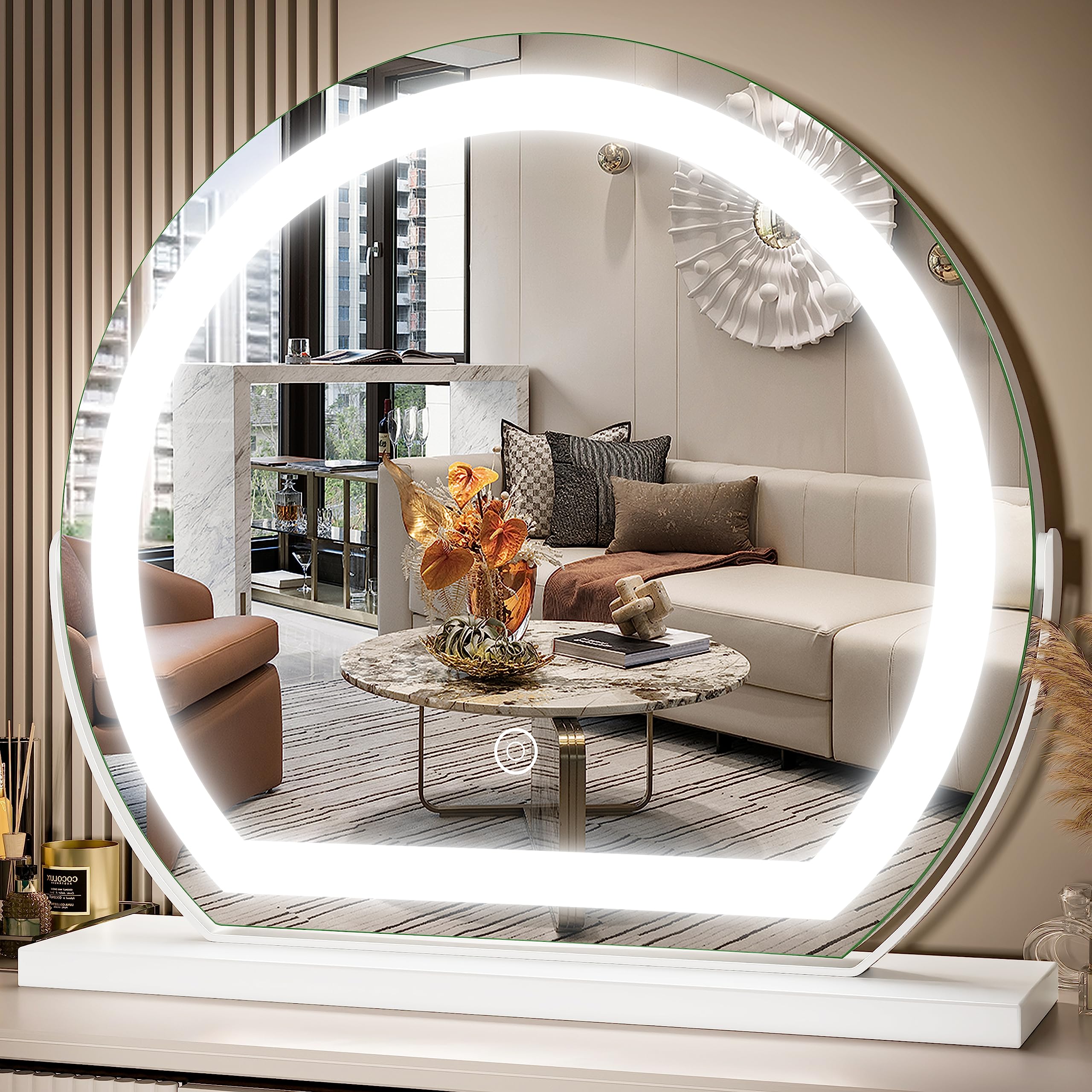 FENNIO Vanity Mirror with Lights, 17'x15' LED Lighted Makeup Mirror, Large Makeup Mirror with Lights, Touch Sensor with 3-Colo