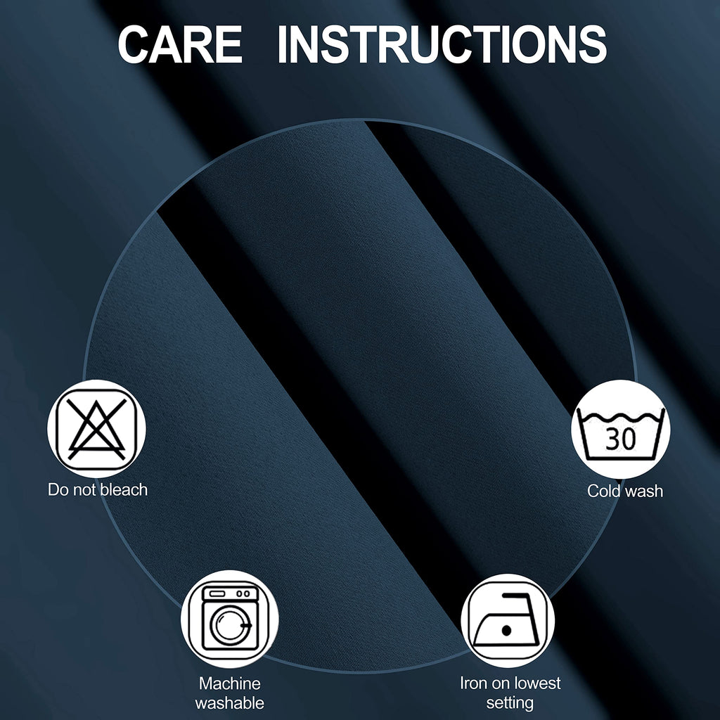 Lemomo 100% Blackout Curtains 40 X 84 Inch/Navy Blue Curtains 2 Panels With Black Lining Room Darkening Thermal Insulated Bedroo
