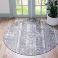 Rugs.com Oregon Collection Rug - 5 Ft Round Gray Low-Pile Rug Perfect For Kitchens, Dining Rooms