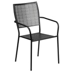 Flash Furniture Commercial Grade Black Indoor-Outdoor Steel Patio Arm Chair With Square Back