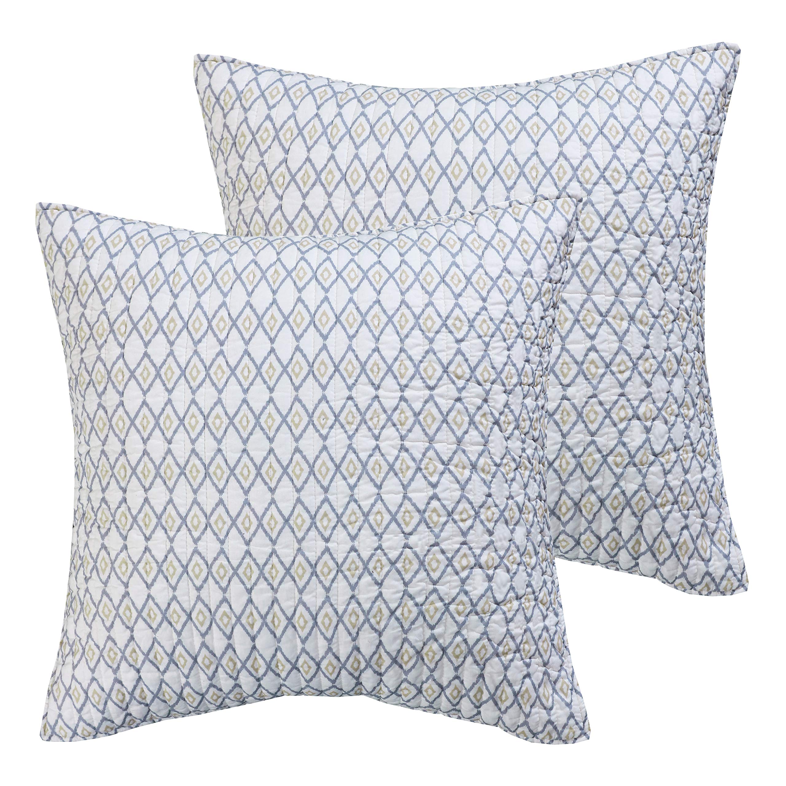 Levtex Home - Levtex Home - Tamsin Grey Euro Sham Set Of 2 - Two Pillow Shams 26X26 - Grey, Spa, White- Cotton