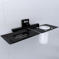 JIALTO Wall Mount Toothbrush Holder with Soap Dish & Toothpaste Stand  Matte Black Bathroom Organizer with Cup  Metal Toothbru