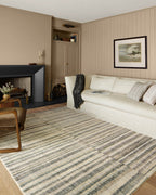 Loloi Chris Loves Julia x Humphrey Collection, Natural & Moss 5'-0'' x 7'-0'' Area Rug - Plaid Accent Rugs for Living Room, Bedr