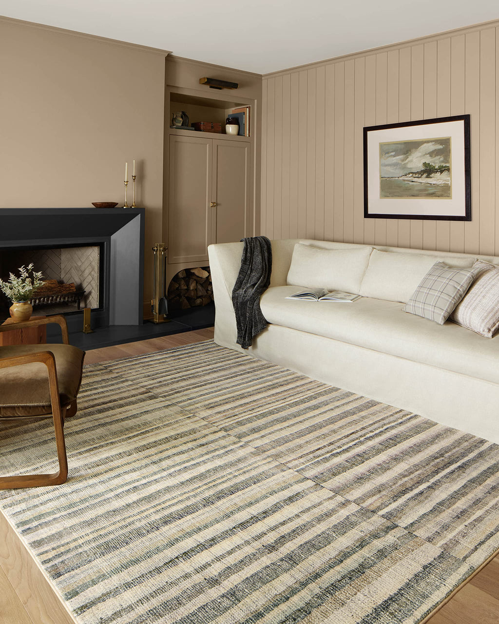 Loloi Chris Loves Julia x Humphrey Collection, Natural & Moss 7'-3'' x 9'-3'' Area Rug - Plaid Accent Rugs for Living Room, Bedr