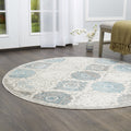 Home Dynamix Boho Andorra Transitional Damask Area Rug, Grey/Blue, 710 Round