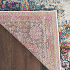 Nourison Passion Bordered Ivory Blue 2'2'' X 10' Area -Rug, Easy -Cleaning, Non Shedding, Bed Room, Living Room, Dining Room, Ki