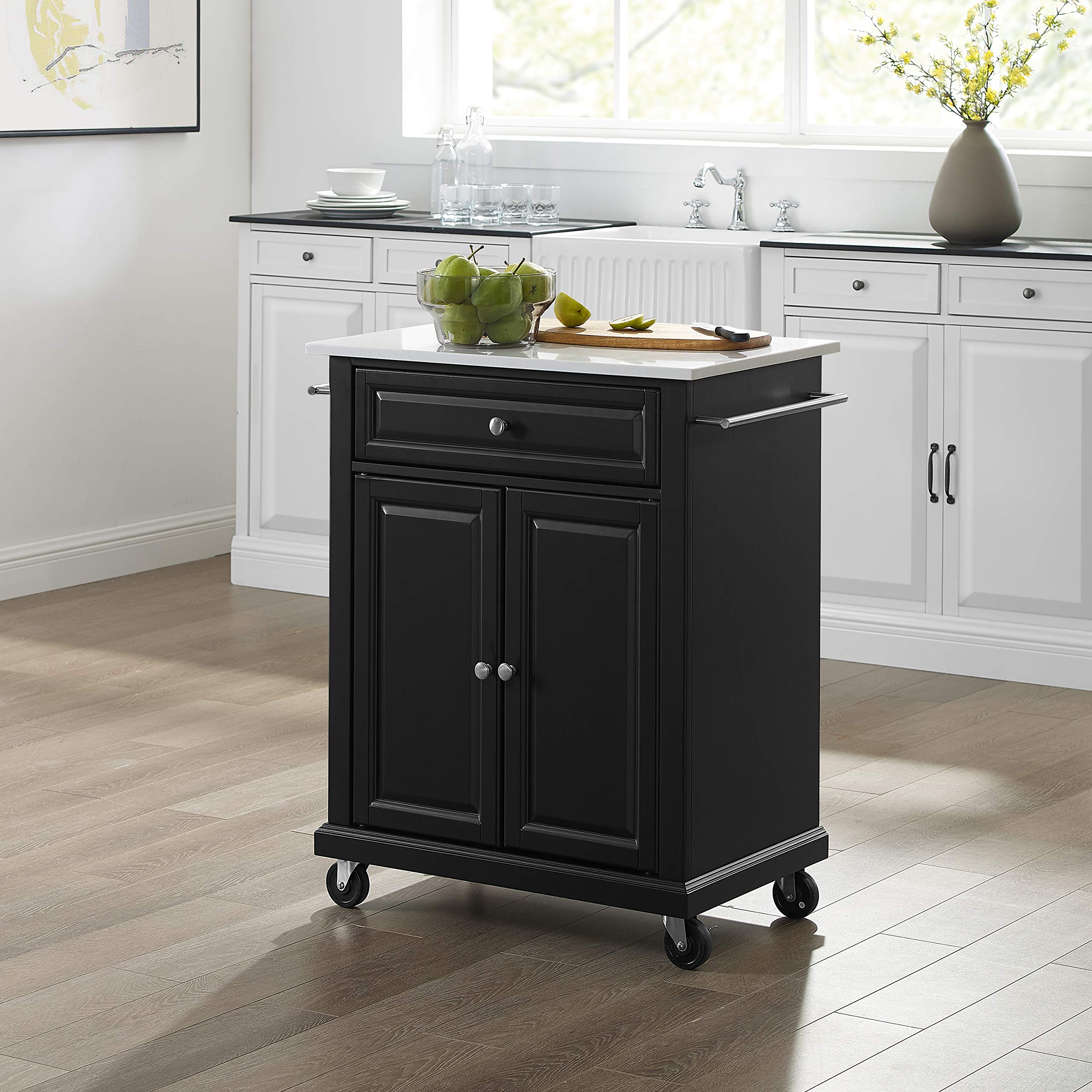 Crosley Furniture Compact Kitchen Island with Stainless Steel Top, Cherry